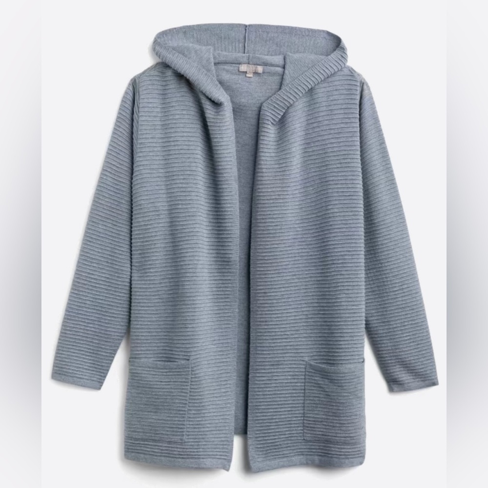 Evolution by Cyrus Sixbey Ribbed Hooded Cardigan, Size 1X (16-18)